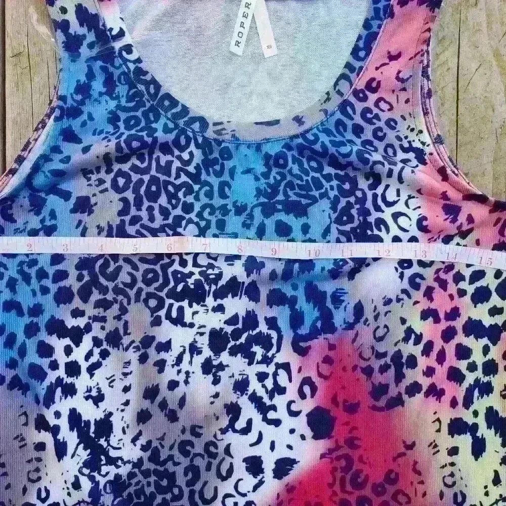 Roper Womens Multi-Color Polyester Leopard Tank Top Size XS - Picture 6 of 7